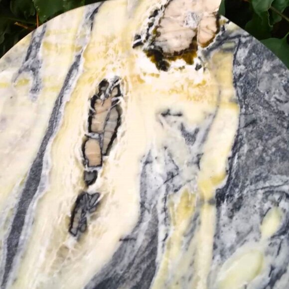 Dramatic Natural Multi-Textured Heavy Round Stone Marble Cutting Board - Picture 6 of 8